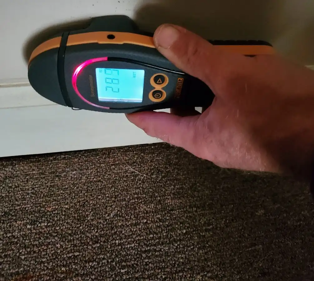 Moisture detection at baseboard during Sewage Cleanup & Sanitation in Douglas